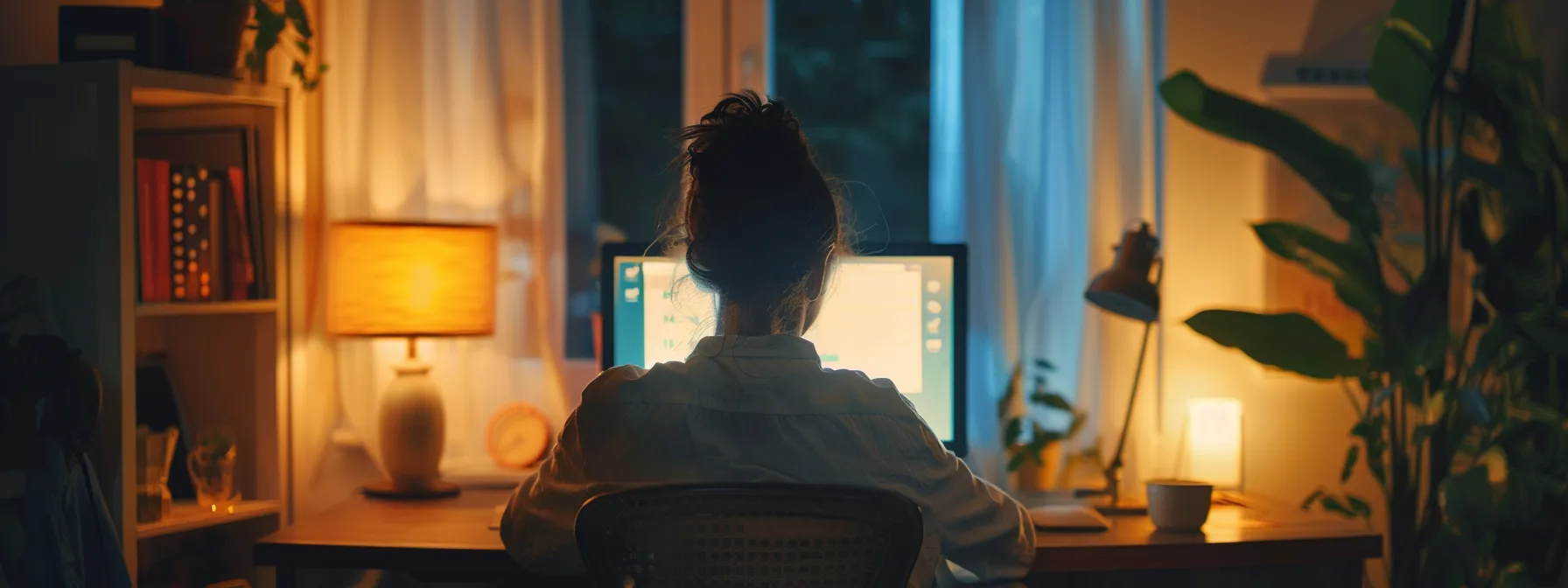 a person sitting in front of a computer, scheduling therapy appointments and researching insurance coverage options.