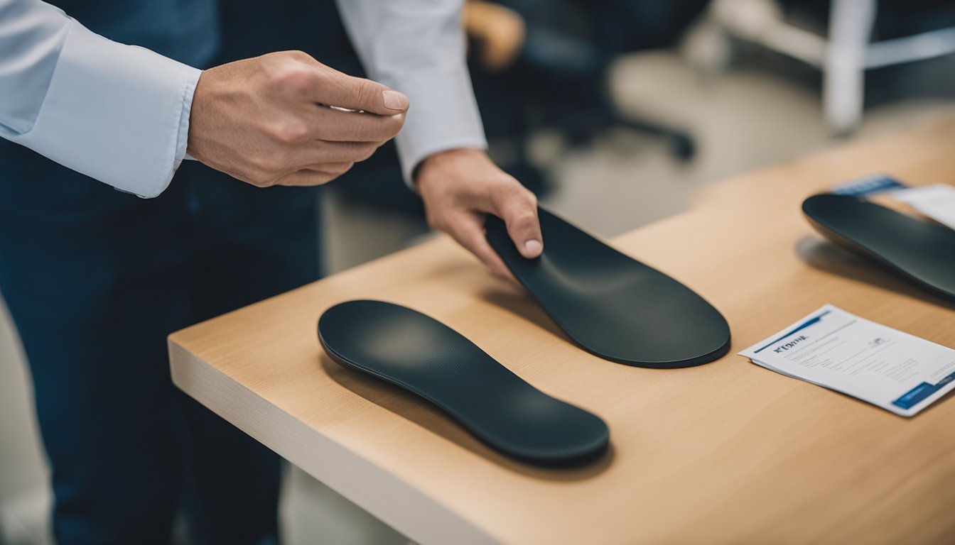 A person fitting custom orthotics for a client in London, Ontario