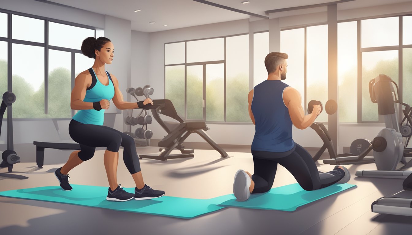 A personal trainer guiding a client through a variety of exercises, demonstrating their expertise in promoting holistic health beyond just physical fitness